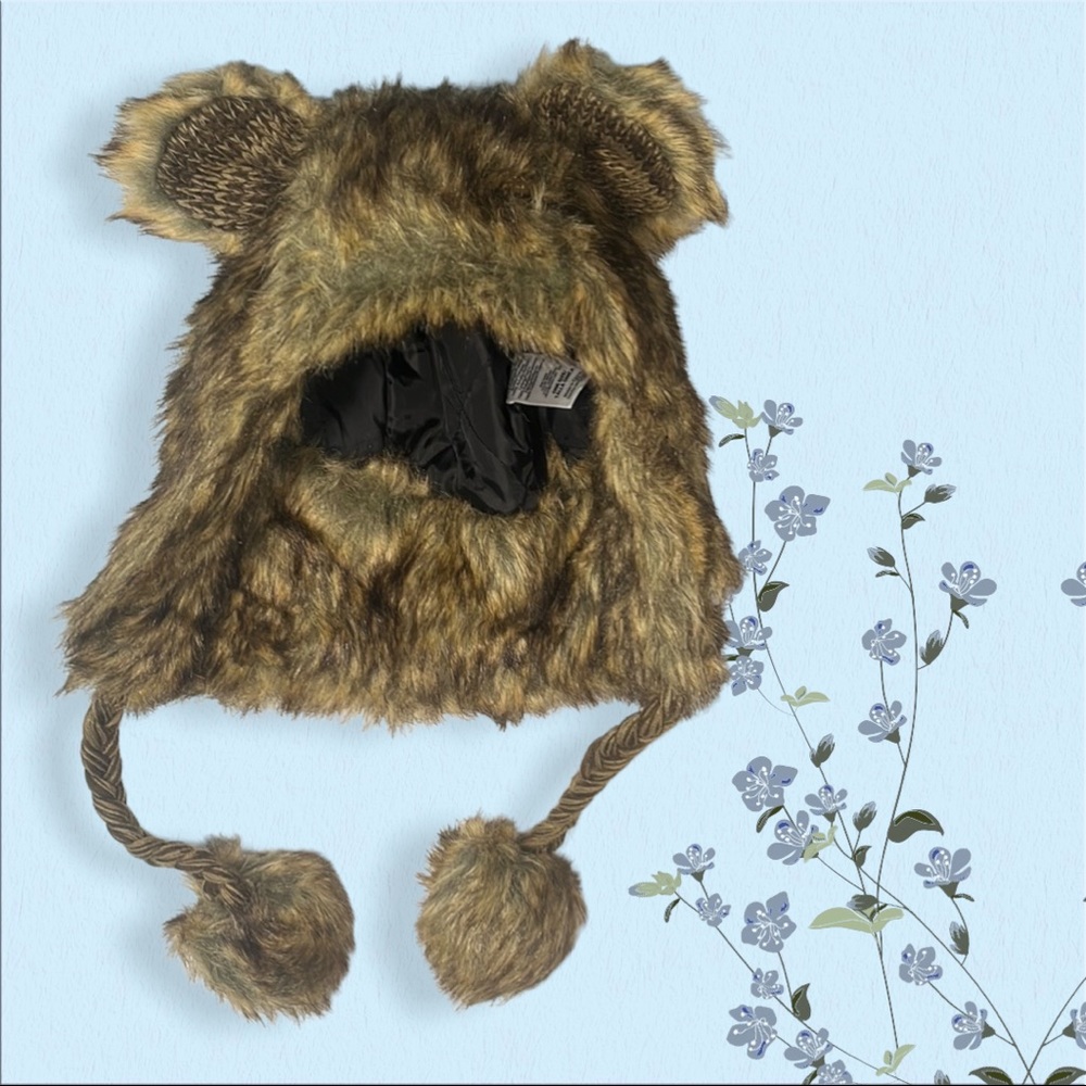 Bear ears fuzzy hat.
